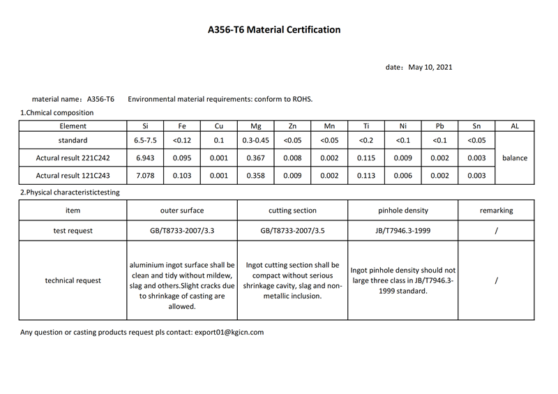 A356-T6 Material Certification material specification_00.png